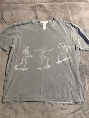 Project Social T Men's Washed Gray Skull Skateboard Graphic Tee